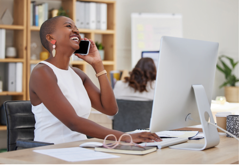 a woman talking on the phone